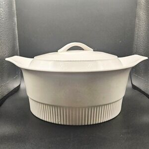 Hall Super-Ceram White Casserole Dish with Lid 4511 Vintage 1960 USA Made 10in